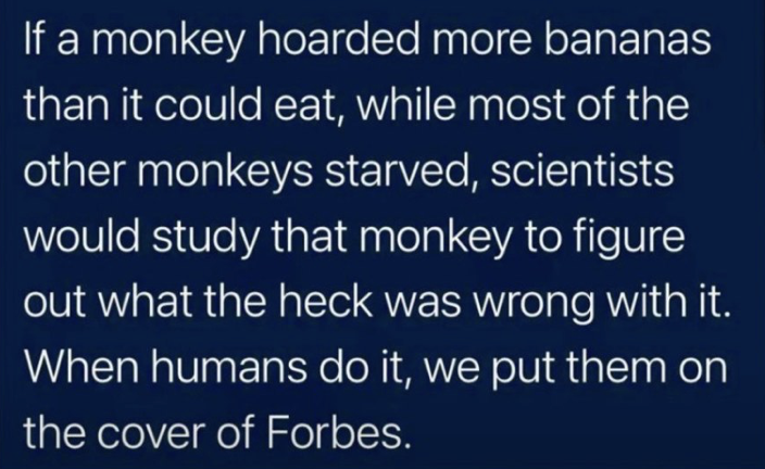 This infographic describes how the unequal distribution of bananas makes most of the monkeys unhappy and explores why some monkeys seem to need to hoard so many bananas.